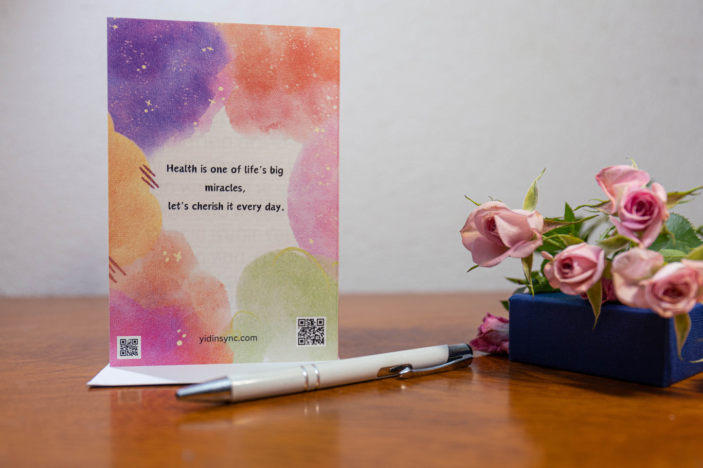 Yid in Sync, Asher Yatzar tefilla card, simcha card, colorful back