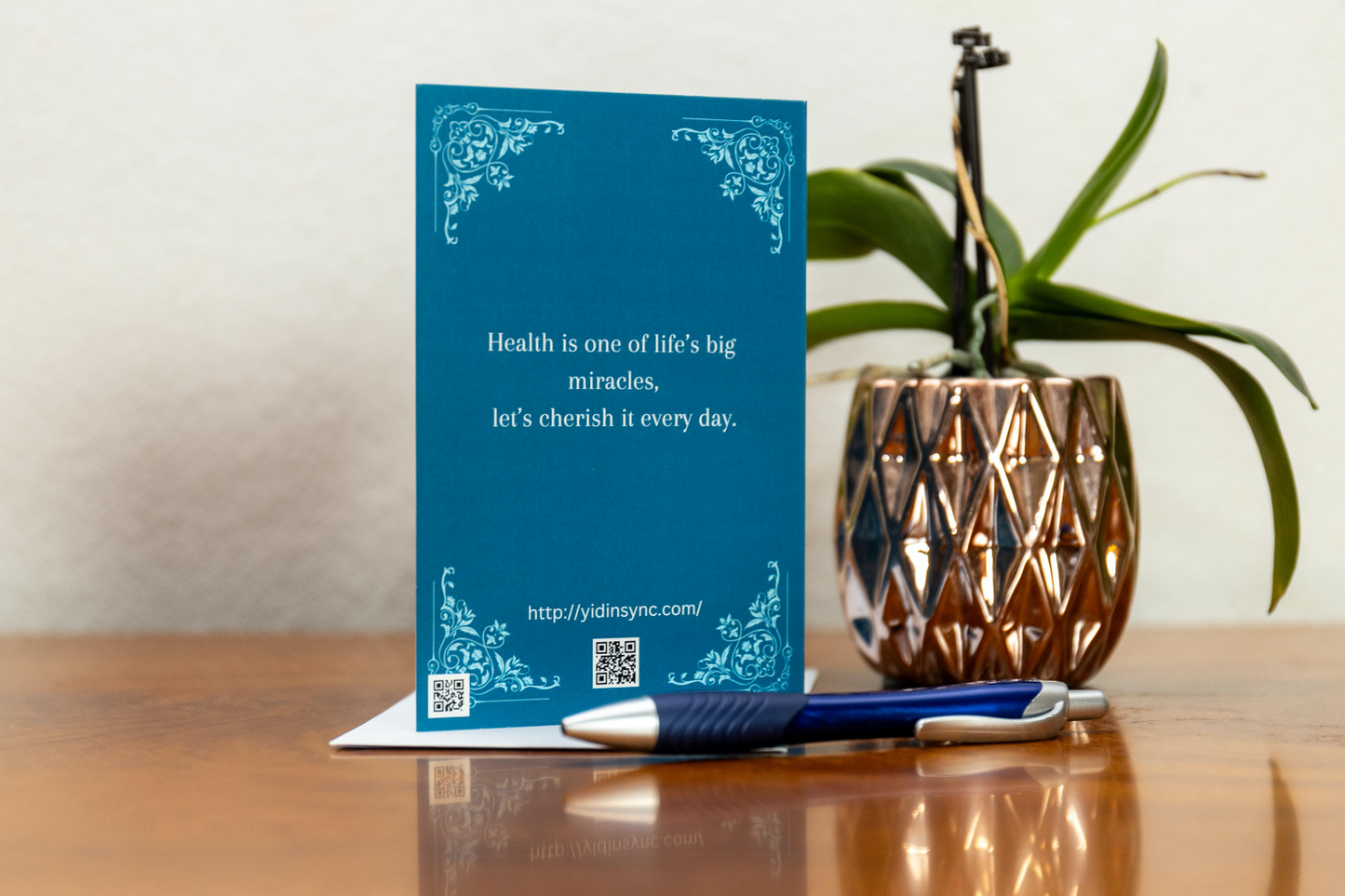 Yid in Sync, Asher Yatzar tefilla card, simcha card, blue back